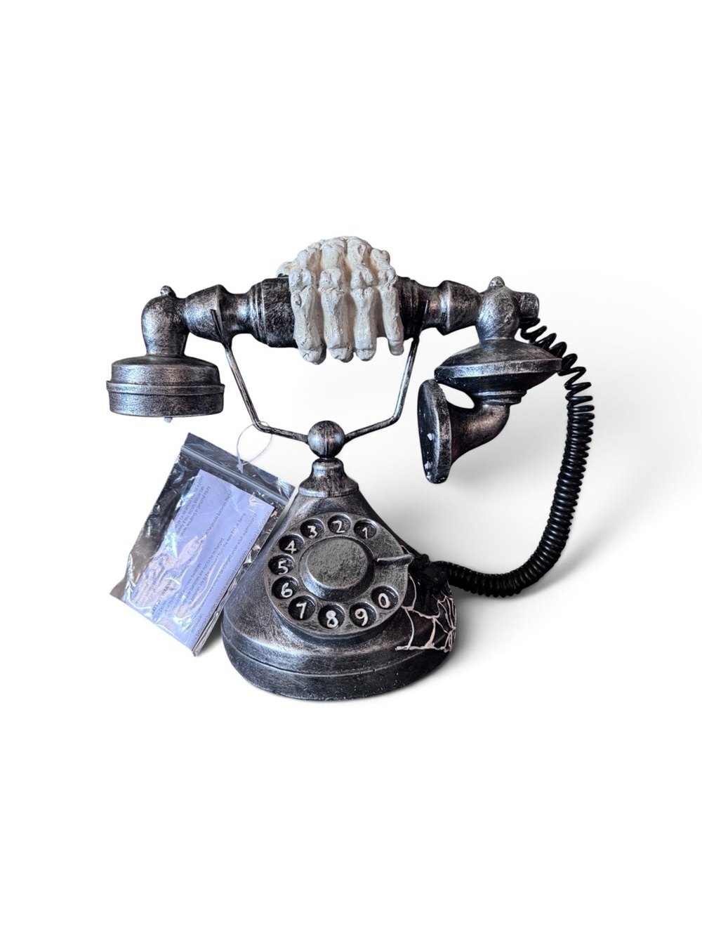 Vintage-Style Decorative Table Telephone with Skeleton hand - Rings!